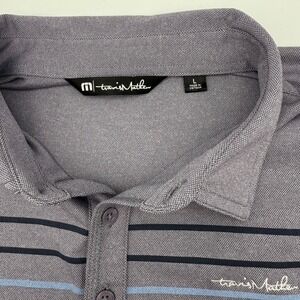 Travis Mathew Golf‎ Polo Shirt Striped Athletic Casual Top Purple Mens Size L